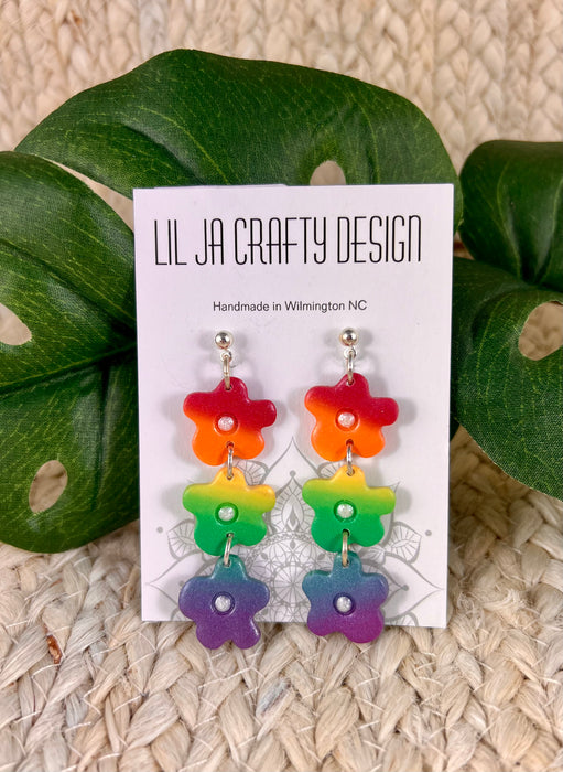 Rainbow Pride Flower Earrings